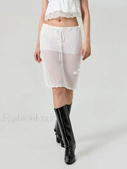 Crochet 3D Flower Midi Skirt