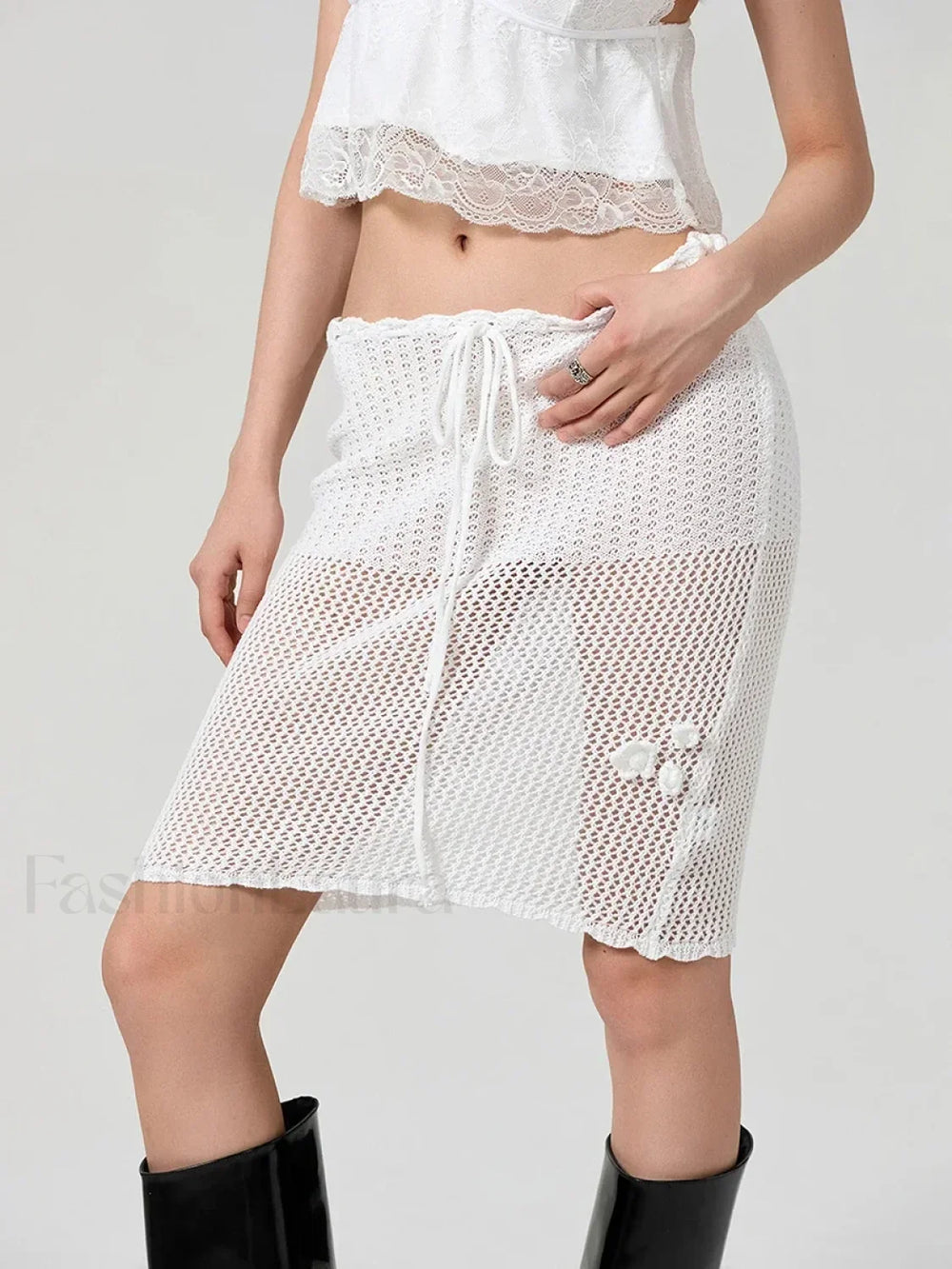 Crochet 3D Flower Midi Skirt