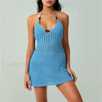 Crochet Halter Casual Mini Dress
