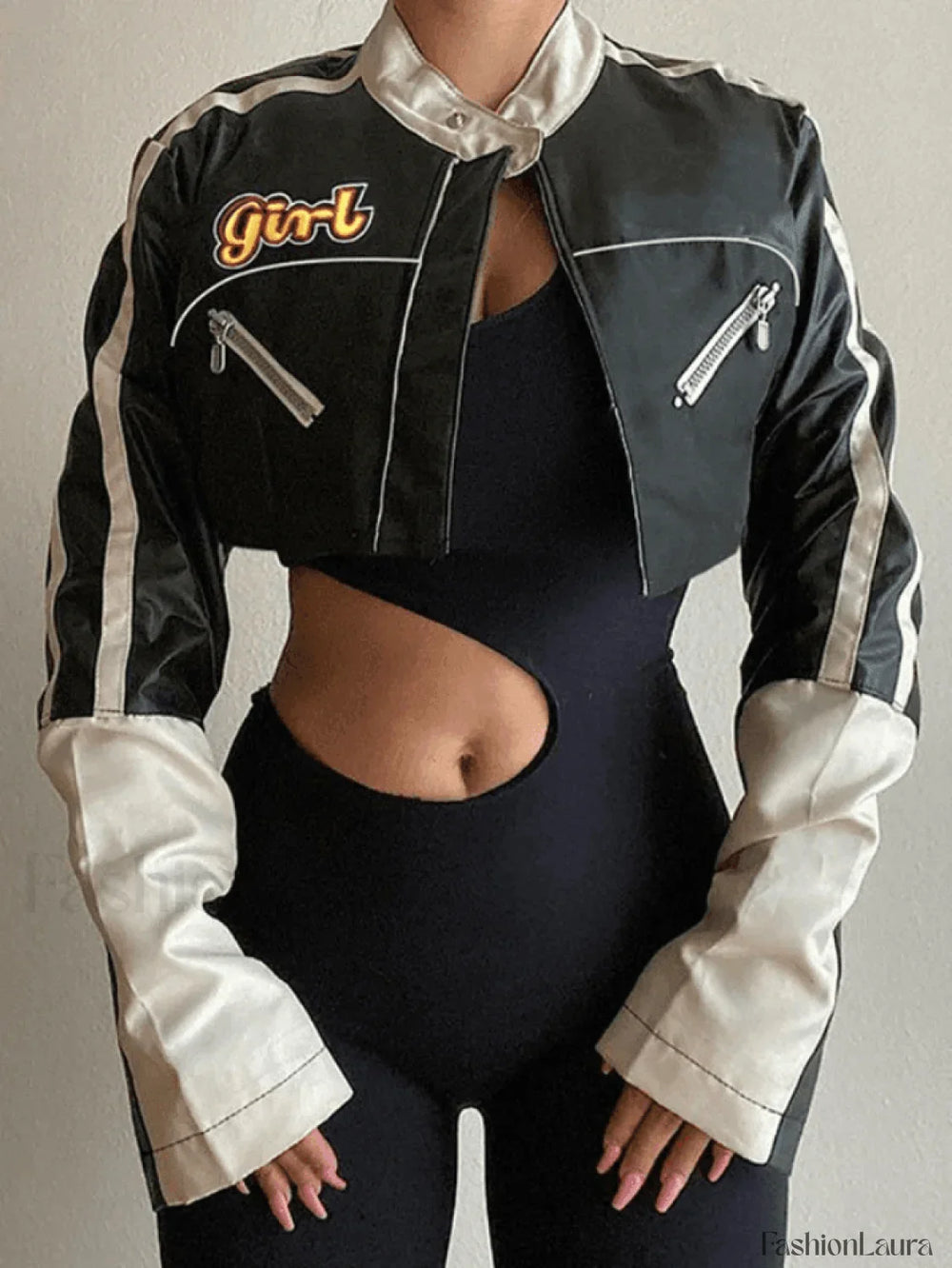 Cropped Patchwork Pu Jacket Black / S Jackets