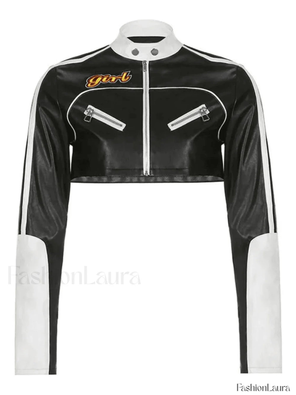 Cropped Patchwork Pu Jacket Jackets