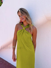 Cross Halter Split Long Dress Dresses