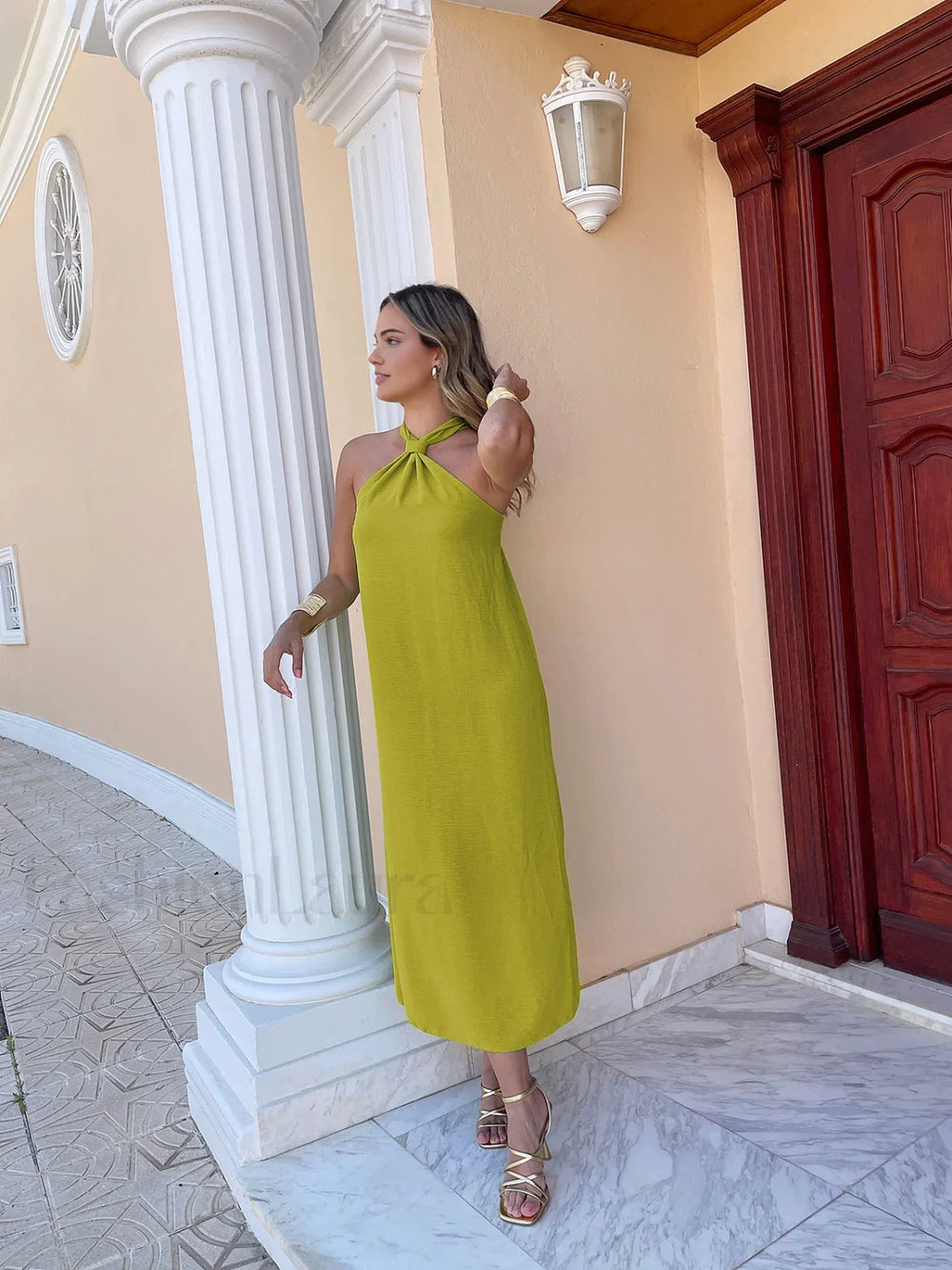 Cross Halter Split Long Dress Dresses