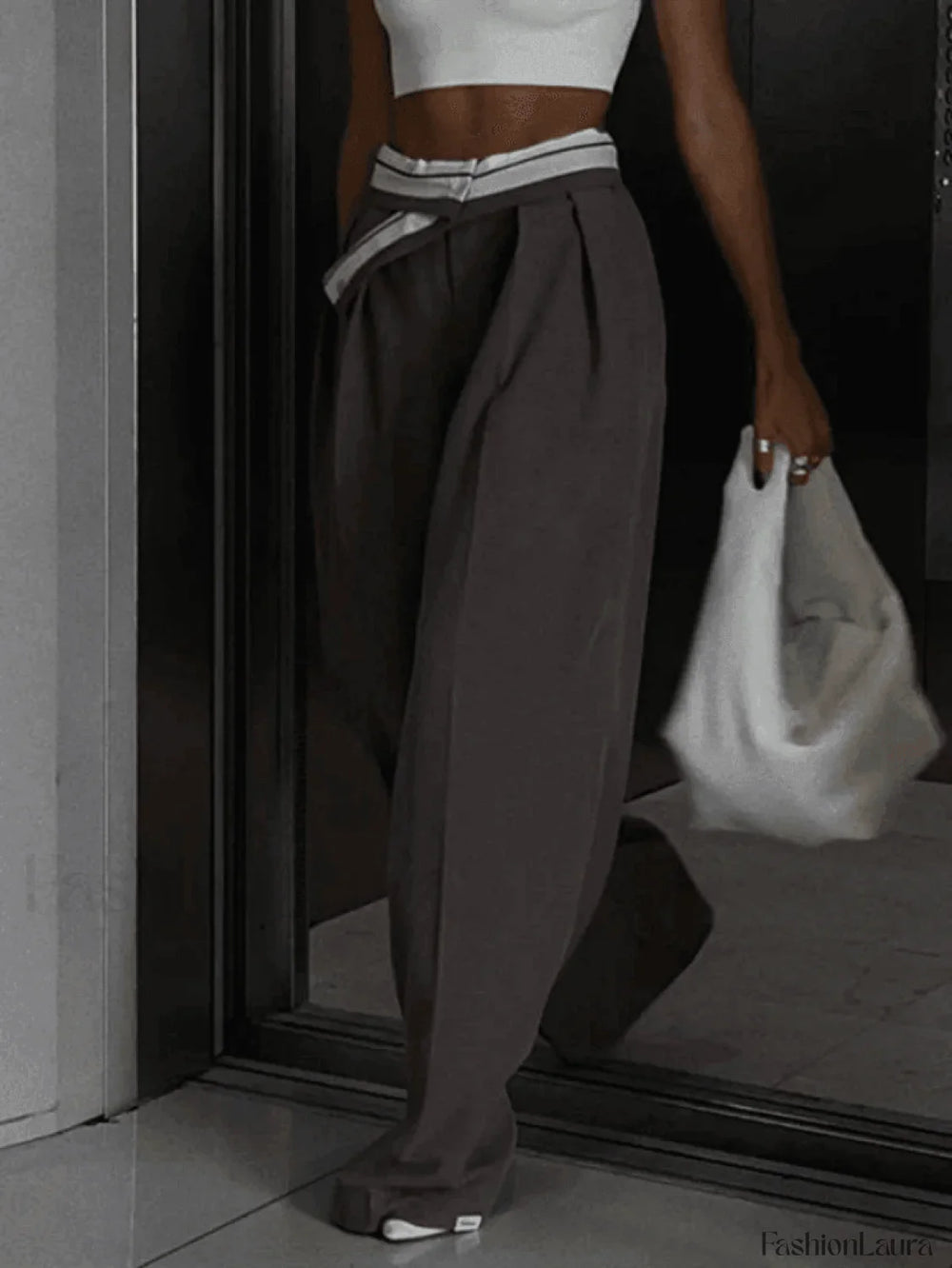 Cross Over Pleats Tailored Pants Gray / S Pants