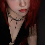 Cross Rivet Exaggerated Y2K Necklace SILVER