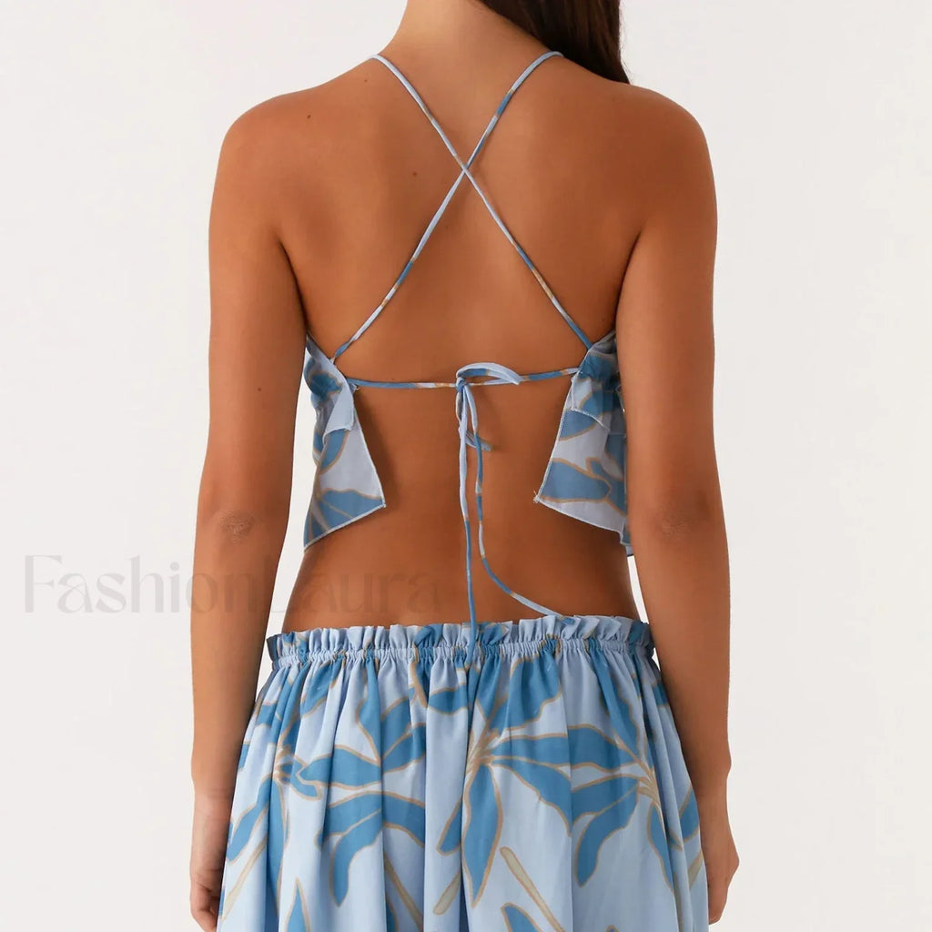 Cross Strap Backless Crop Top