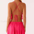 Cross Strap Backless Crop Top