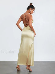 Cross Tie Slip Spaghetti Maxi Dress