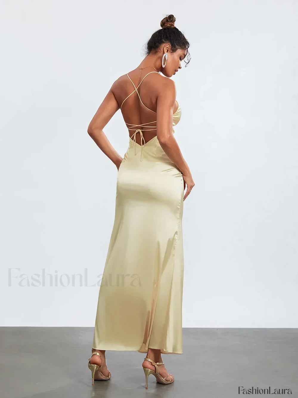 Cross Tie Slip Spaghetti Maxi Dress