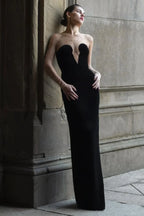 Crystal Mesh Long Charming Sleeve Velvet Dress