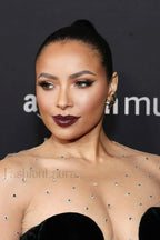 Crystal Mesh Long Charming Sleeve Velvet Dress