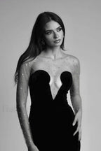 Crystal Mesh Long Charming Sleeve Velvet Dress