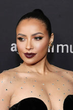 Crystal Mesh Long Charming Sleeve Velvet Dress