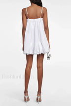 Crystal Trimmed Stylish Scallop Mini Dress