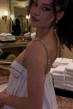 Crystal Trimmed Stylish Scallop Mini Dress