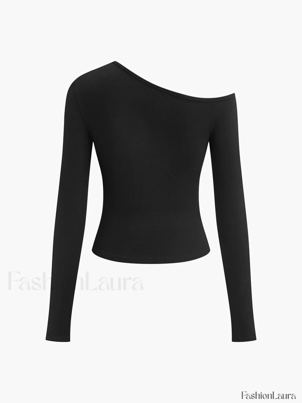 Cut Out Asymmetric Off Shoulder Slinky Long Sleeve Shirt T Shirts