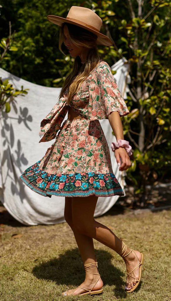 JuliaFashion - women elegant Cut Out Bohemian Mini Dress