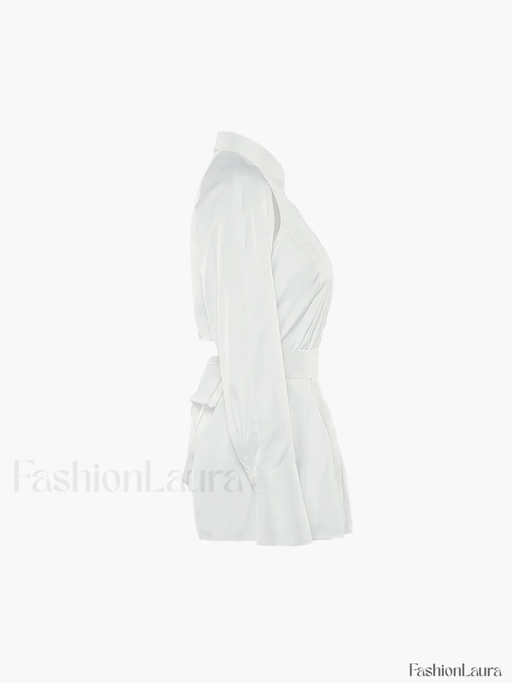 Cut Out Button Trendy Down Collar Shirt Shirts