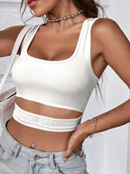 Cut Out Casual Sleeveless Crop Top