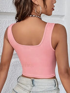 Cut Out Casual Sleeveless Crop Top