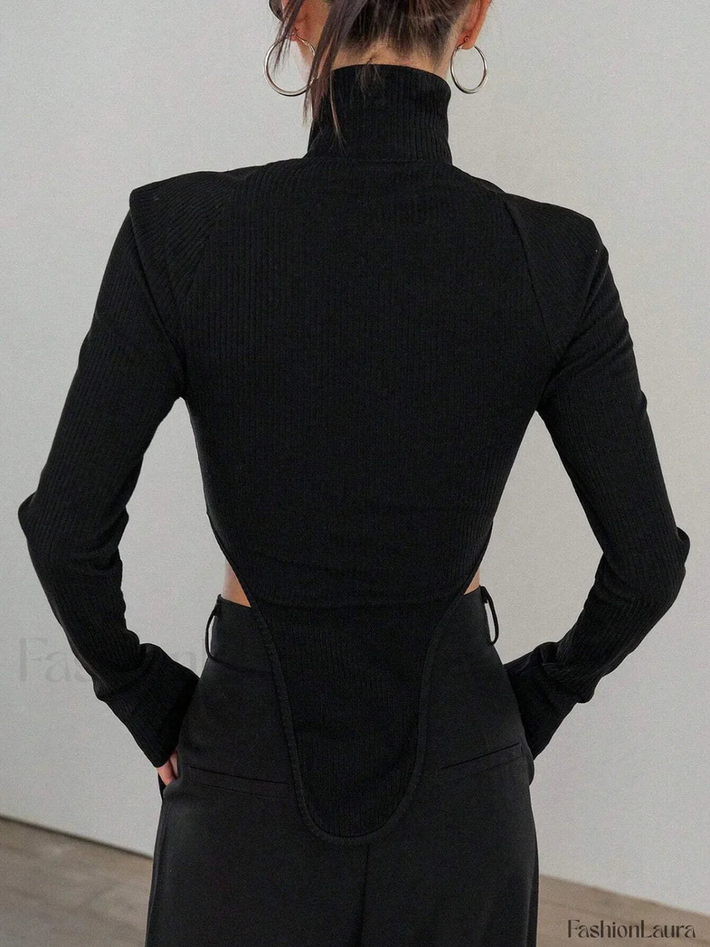 Cut Out High Trendy Neck Asymmetric Hem Top T Shirts