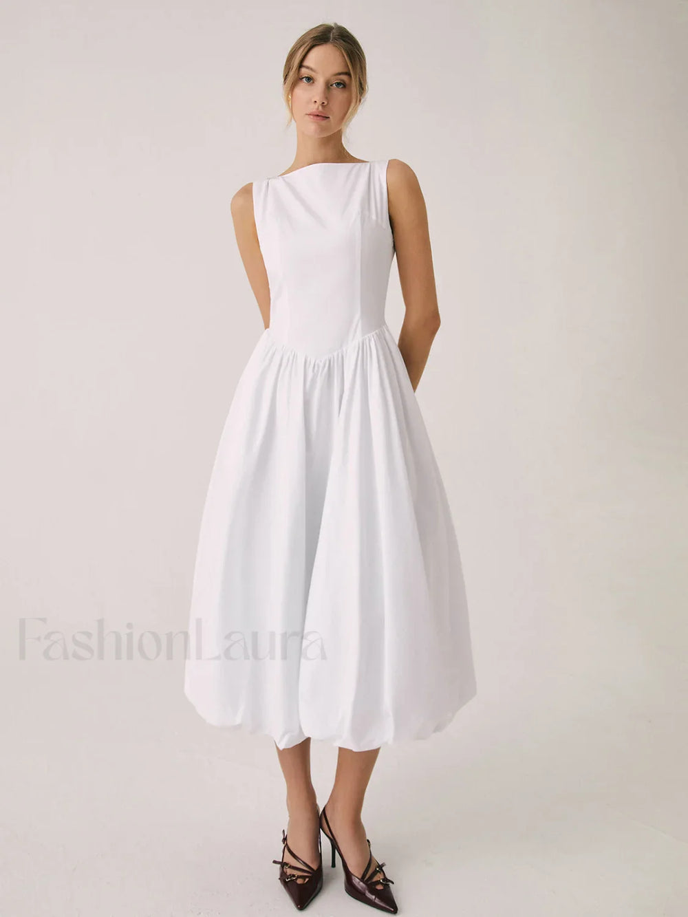 Cutout Cotton Graceful Sleeveless Midi Dress Dresses