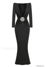 Cutout Crepe Stylish V Neck Dress XS / Black