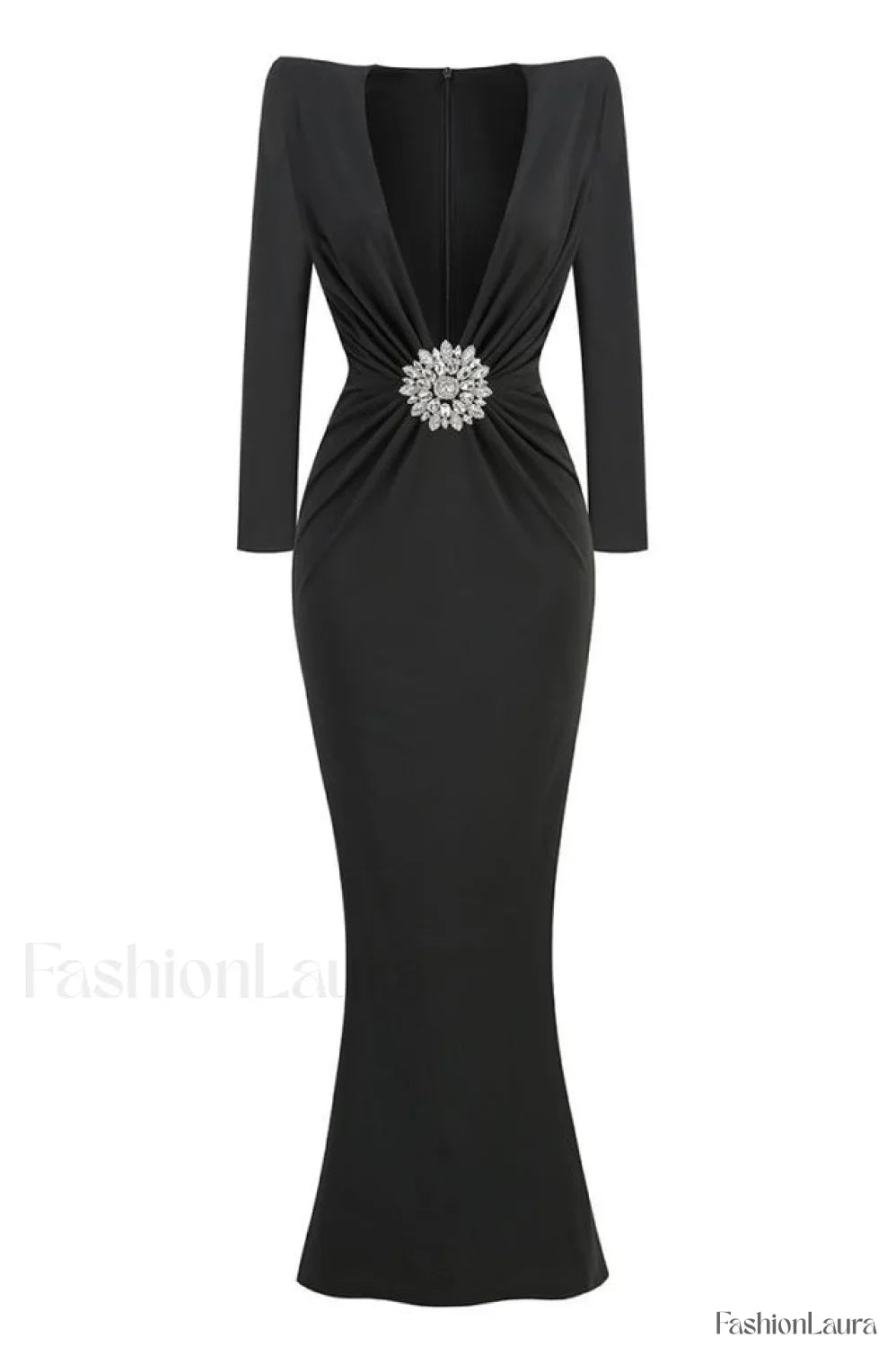 Cutout Crepe Stylish V Neck Dress XS / Black