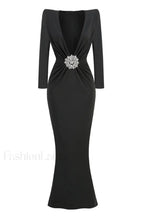 Cutout Crepe Stylish V Neck Dress XS / Black