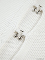 Cutout Split Beads Detail Ribbed Knit Top Knit Tops