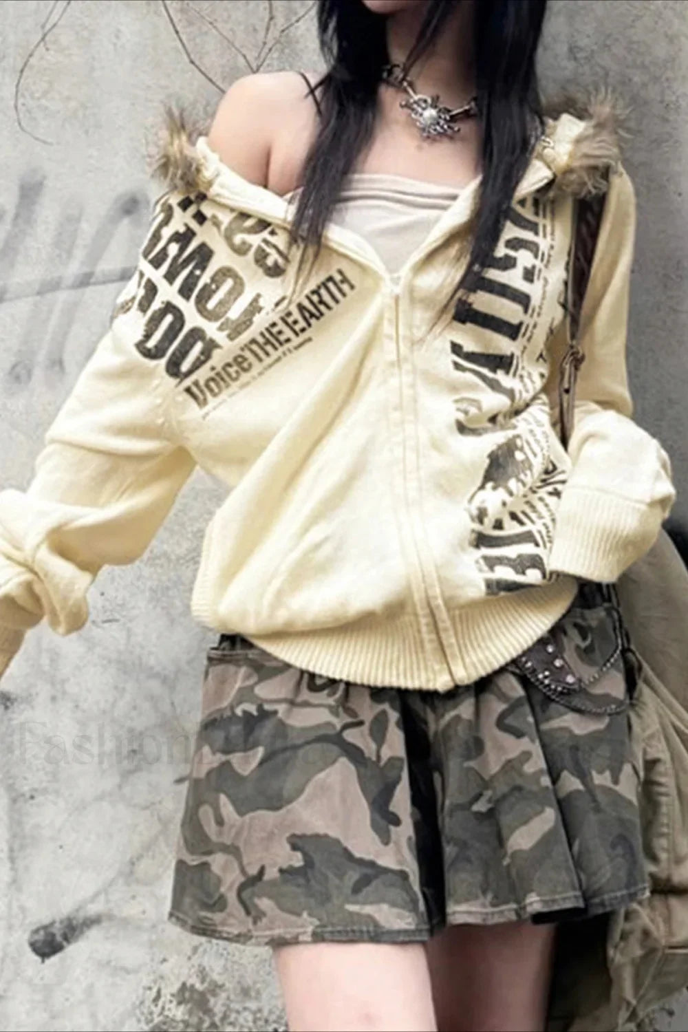 Cyber Punk Loose Fit Hoodie Yellow / S