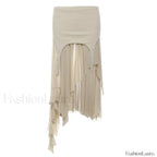 Cyber Y2K Irregular Hem Harajuku Mesh Patchwork Skirt Khaki / S