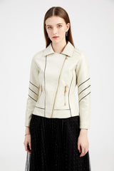 Lightweight PU Moto Jacket S / Ivory