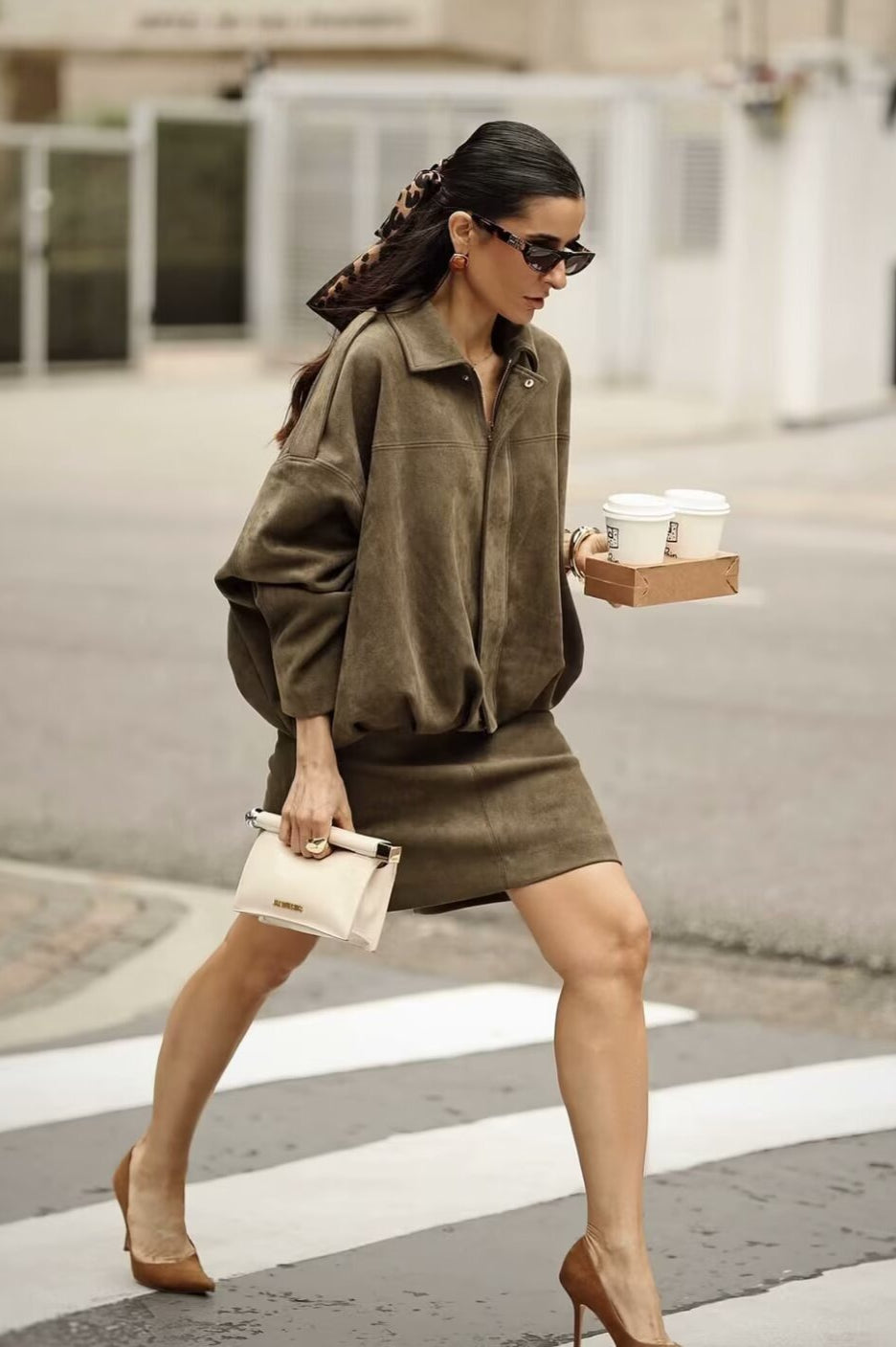 Sueded Texture Bomber Jacket