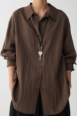 Draped V Neck Textured Blouse