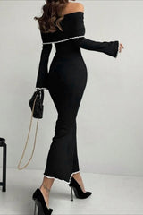 Off Shoulder Long Sleeve Sweater Dress