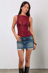 Casual Sequin Bodycon Tank Top