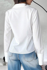 Slim Fit Flare Sleeve V Neck Blouse