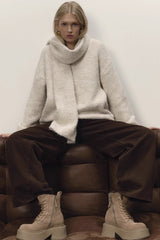 Soft Wool Loose V-Neck Solid Sweater