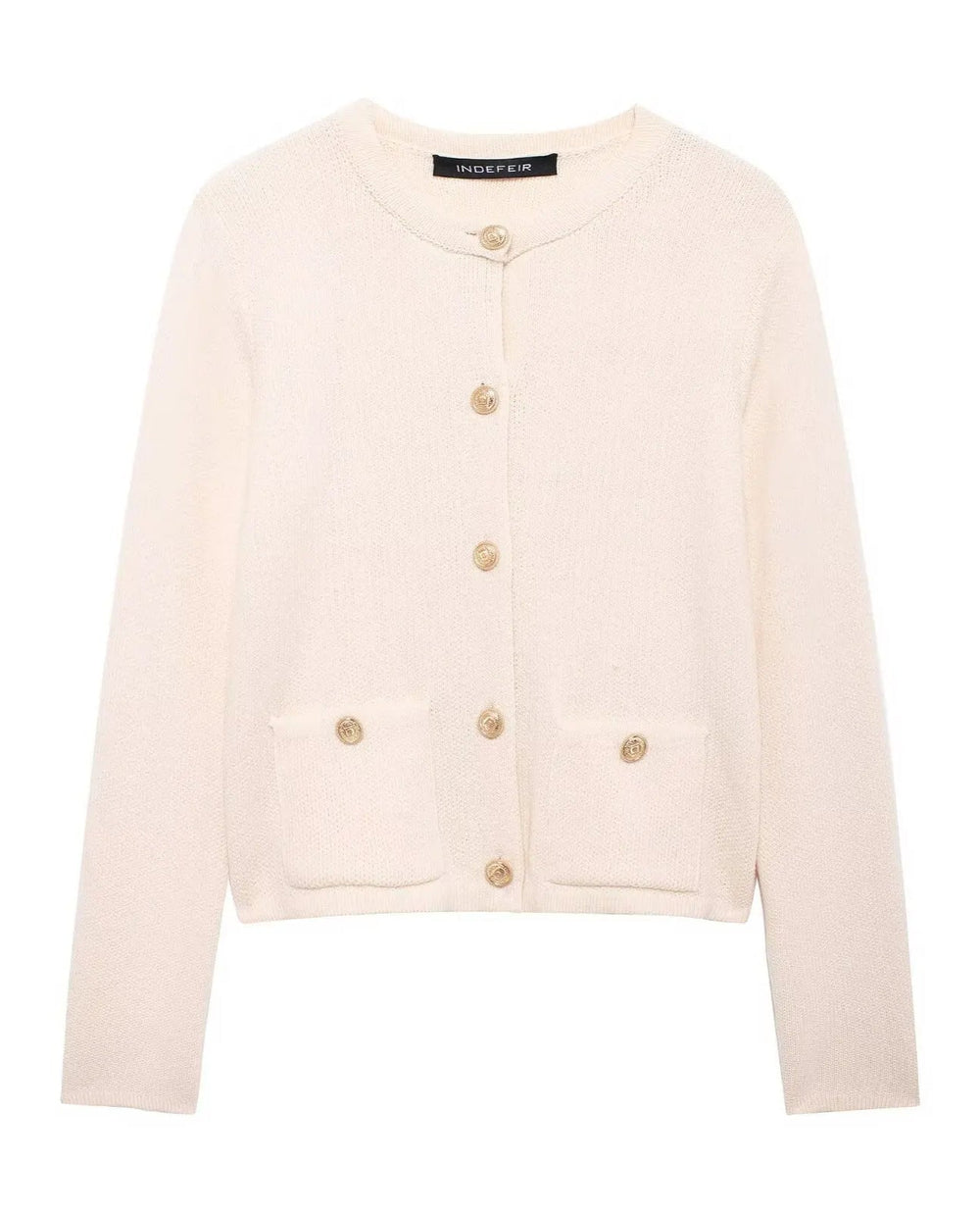 Cropped Knit Pocket Cardigan White / S