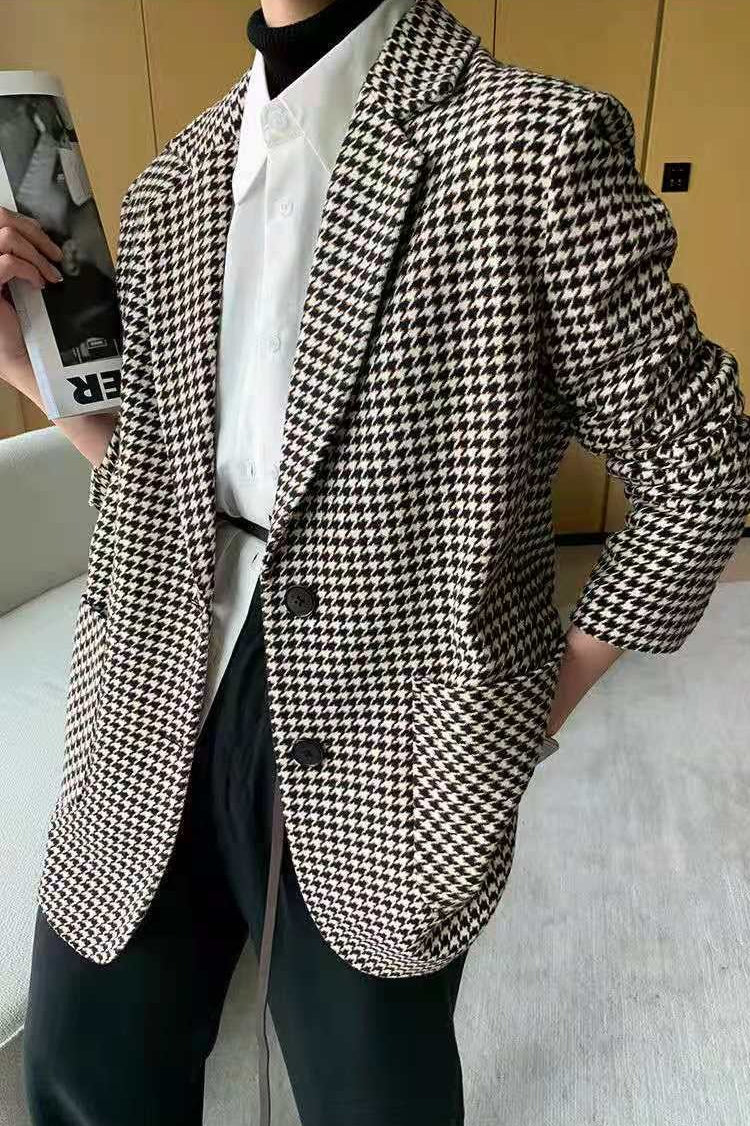 Houndstooth Wool Blazer