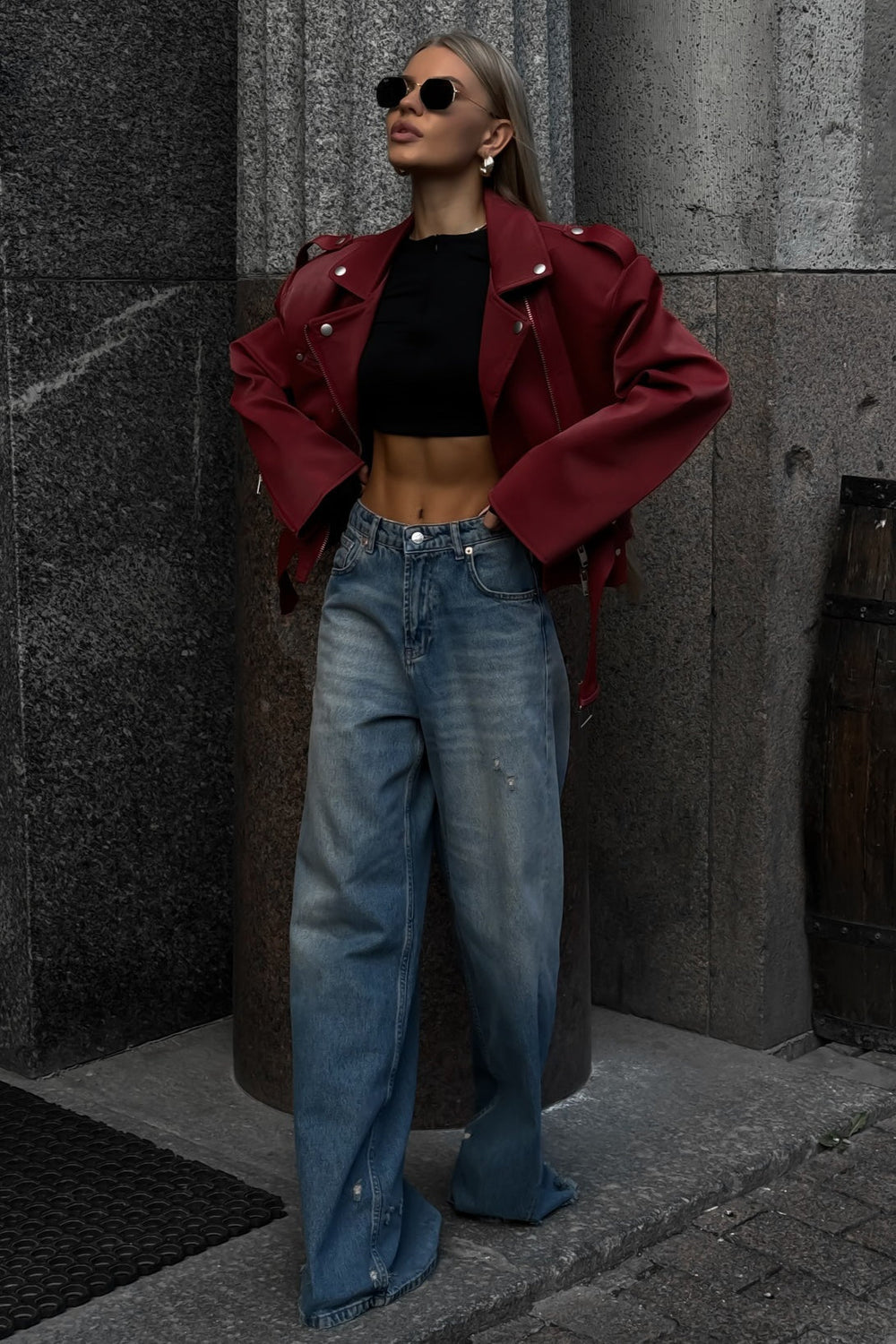 Washed Low Waist Straight Leg Jeans