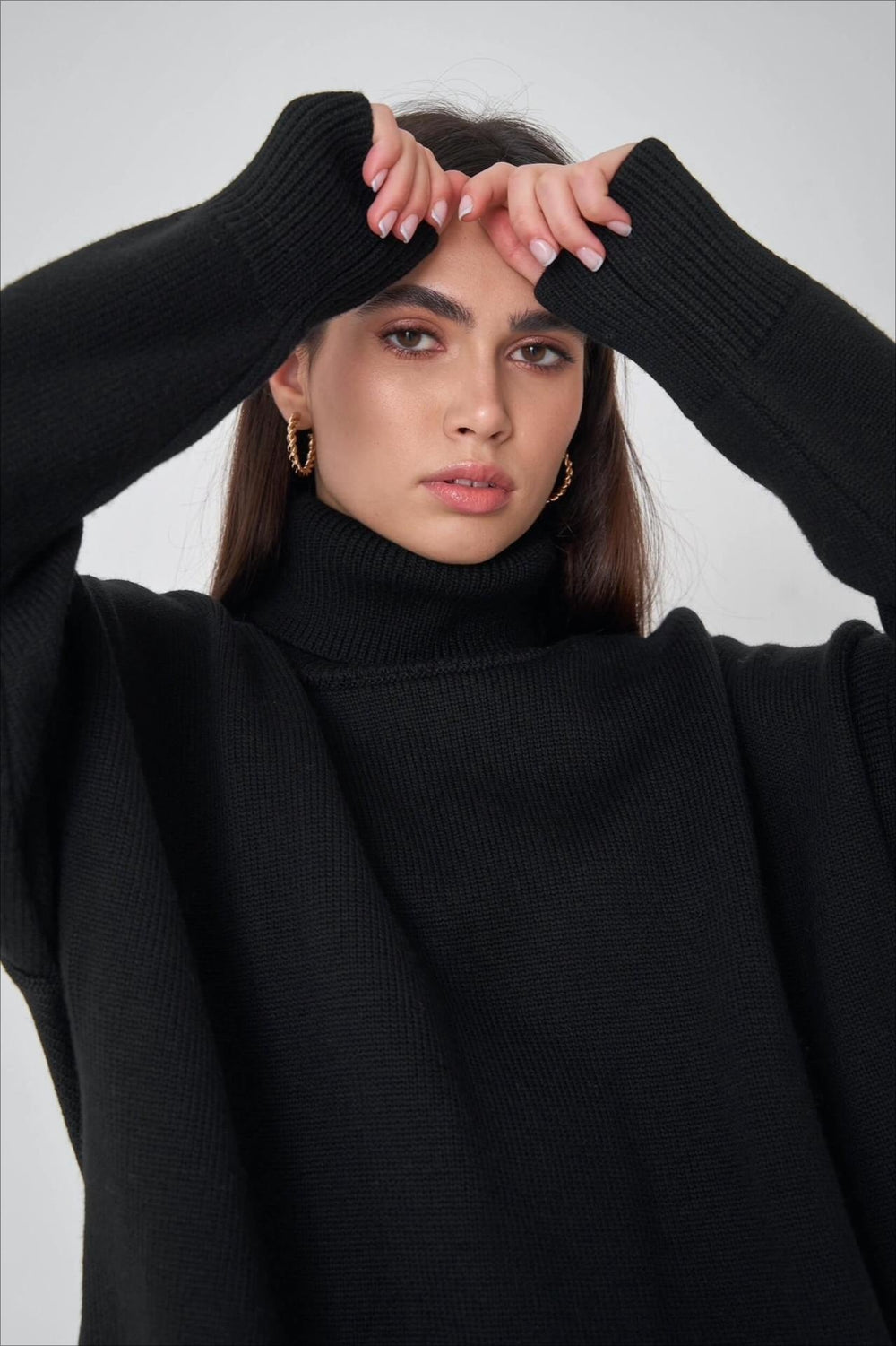 Basic Solid Knit Turtleneck Sweater