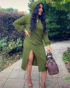 Julia Fashion - Long Sleeve Women Hoodie Midi Dress