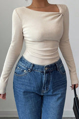 Classic Solid Color Slim Knit Top