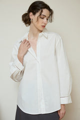 Long Sleeve Cotton Lapel Collar Blouse