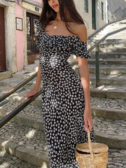 Daisy Floral Graceful Print Long Dress Floral Dresses