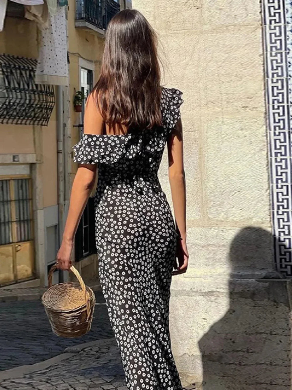 Daisy Floral Graceful Print Long Dress Floral Dresses