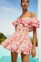 Dalia Elegant Mini Dress S / Orange/Fuchsia