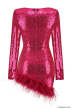 Daria Sequin Stylish Feather Mini Dress